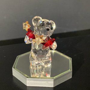 Swarovski Crystal Christmas Kris Bear With Red Stars Retired